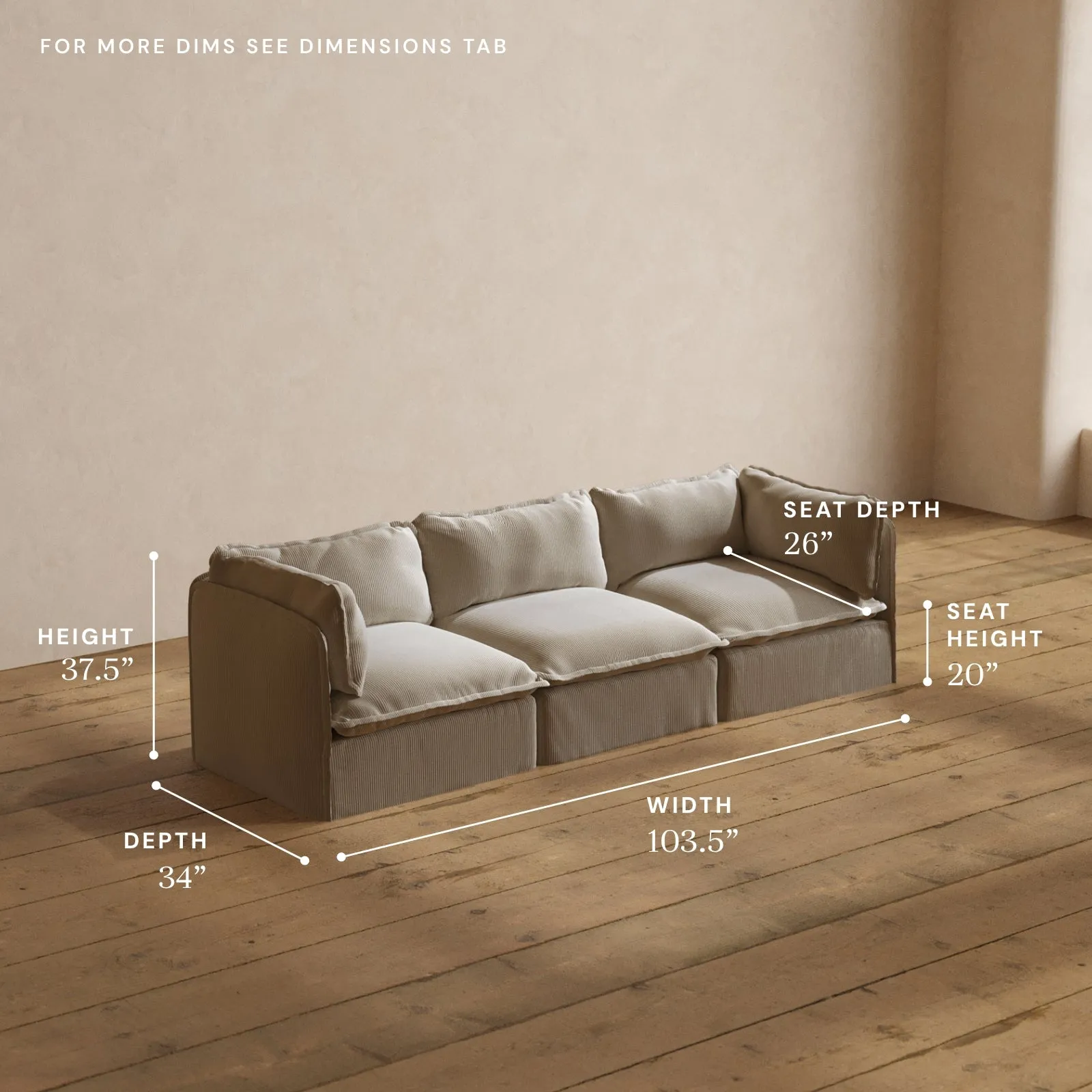 Modular Washable 3-Seater in Milk | Memorix  Seat | Contour Pillow