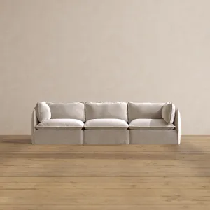 Modular Washable 3-Seater in Mist | Deluxe  Seat | Cloud Pillow