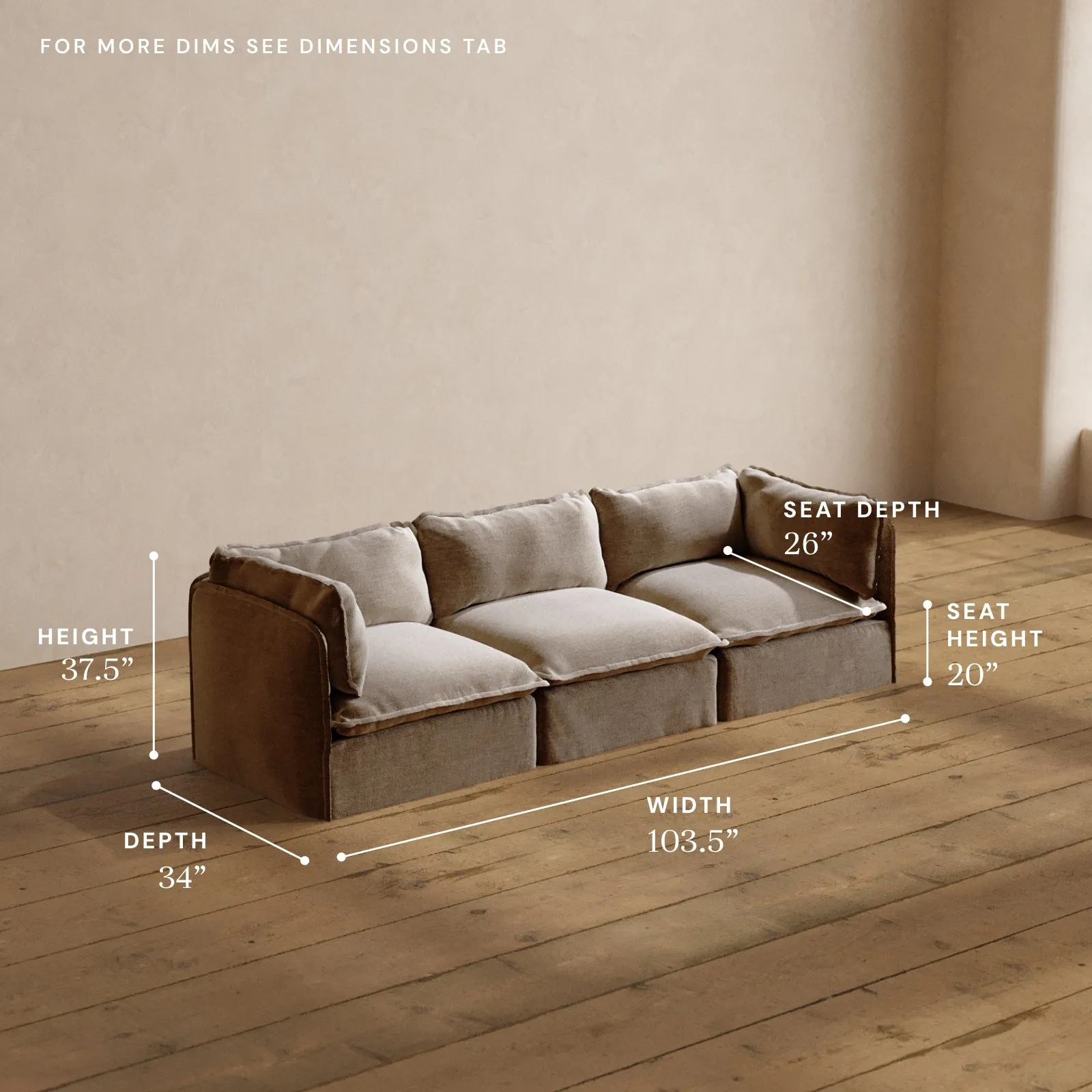 Modular Washable 3-Seater in Mist | Memorix  Seat | Contour Pillow