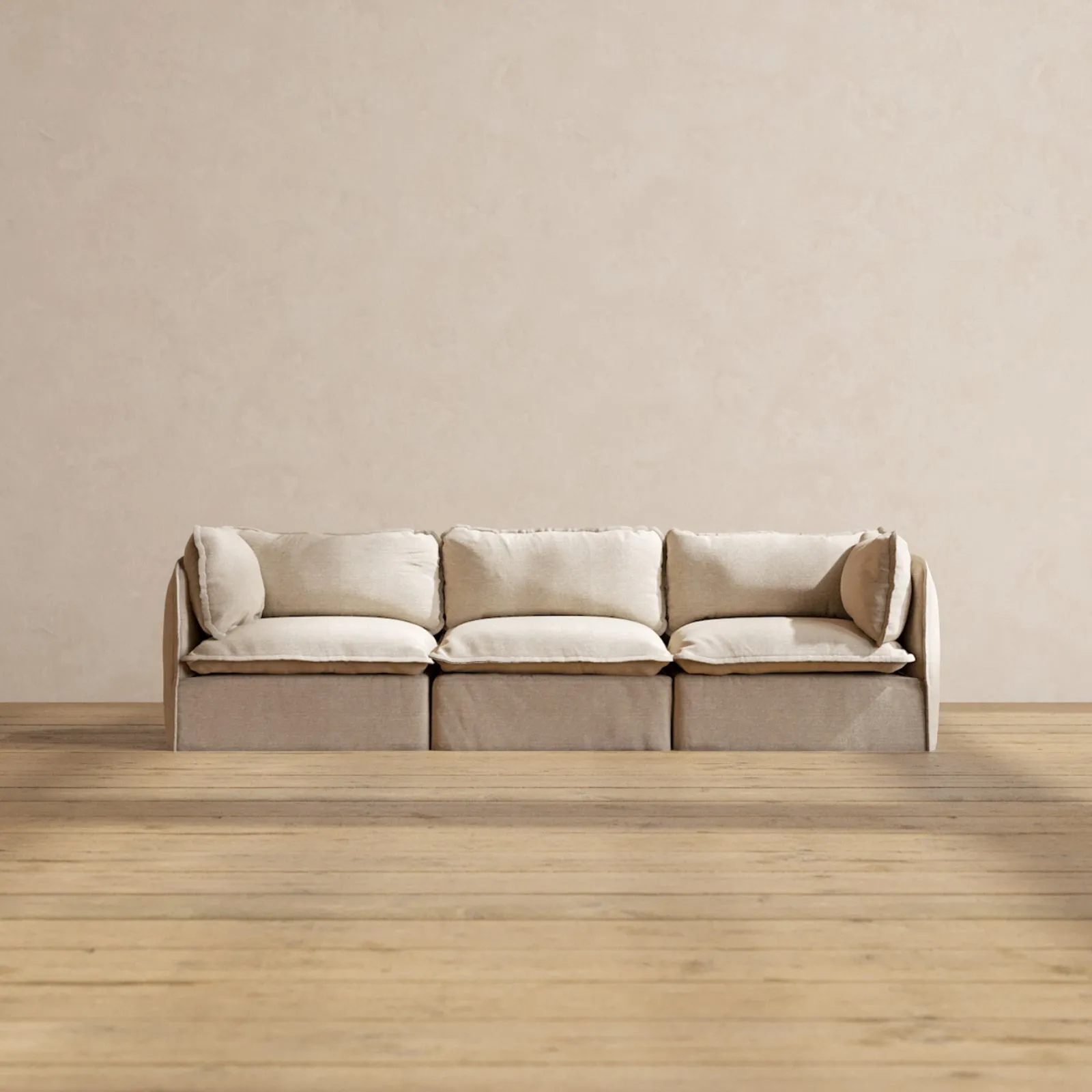 Modular Washable 3-Seater in Oat | Deluxe  Seat | Cloud Pillow