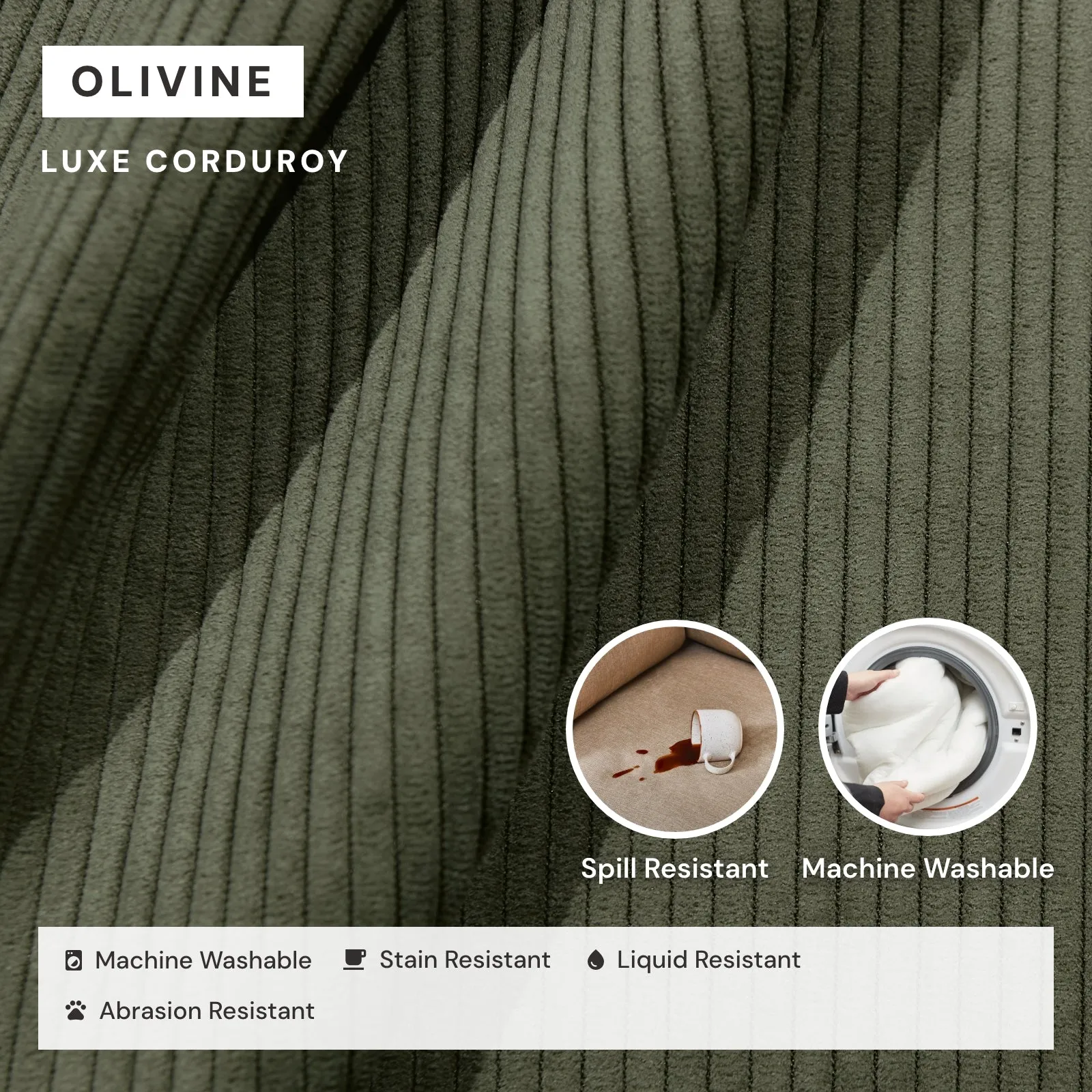Modular Washable 3-Seater in Olivine | Memorix  Seat | Contour Pillow