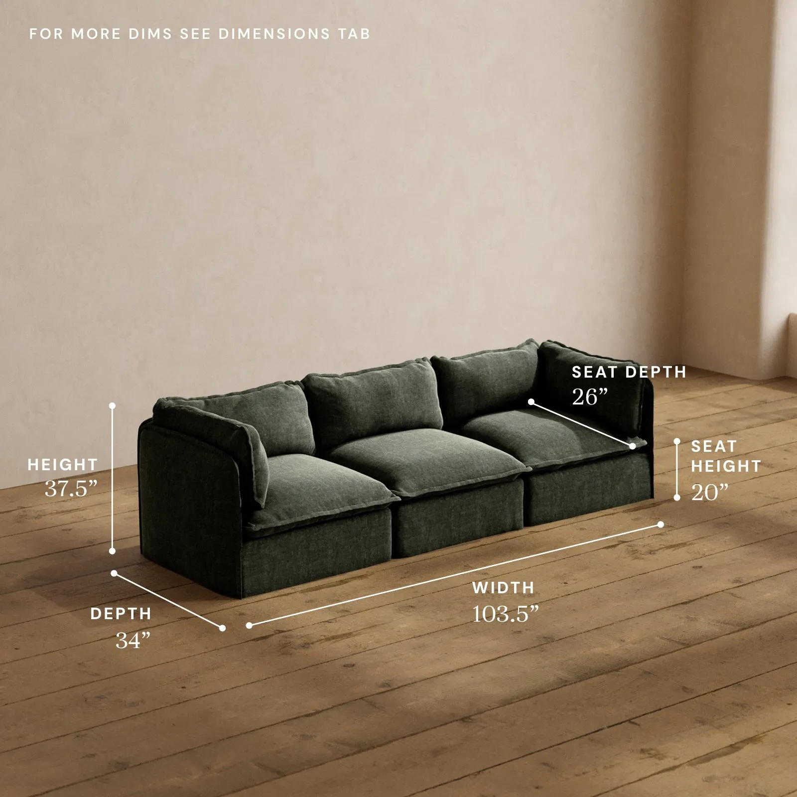 Modular Washable 3-Seater in Willow | Memorix  Seat | Contour Pillow