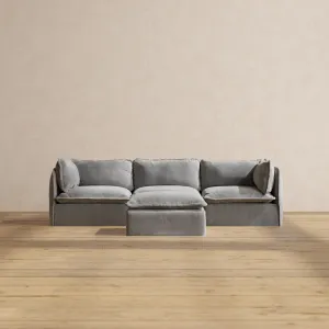 Modular Washable 3-Seater   Ottoman in Ash | Memorix  Seat | Contour Pillow