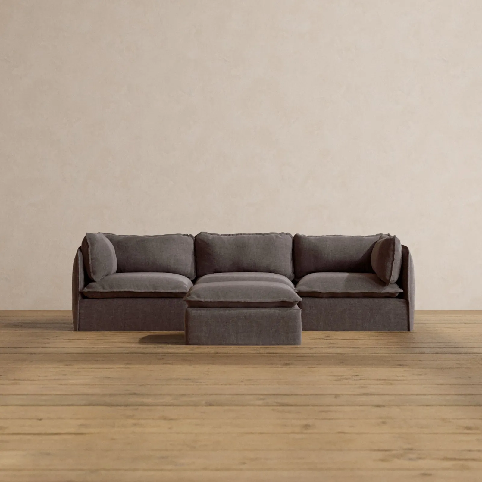 Modular Washable 3-Seater   Ottoman in Caviar | Deluxe  Seat | Cloud Pillow