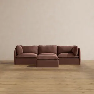 Modular Washable 3-Seater   Ottoman in Chestnut | Memorix  Seat | Contour Pillow
