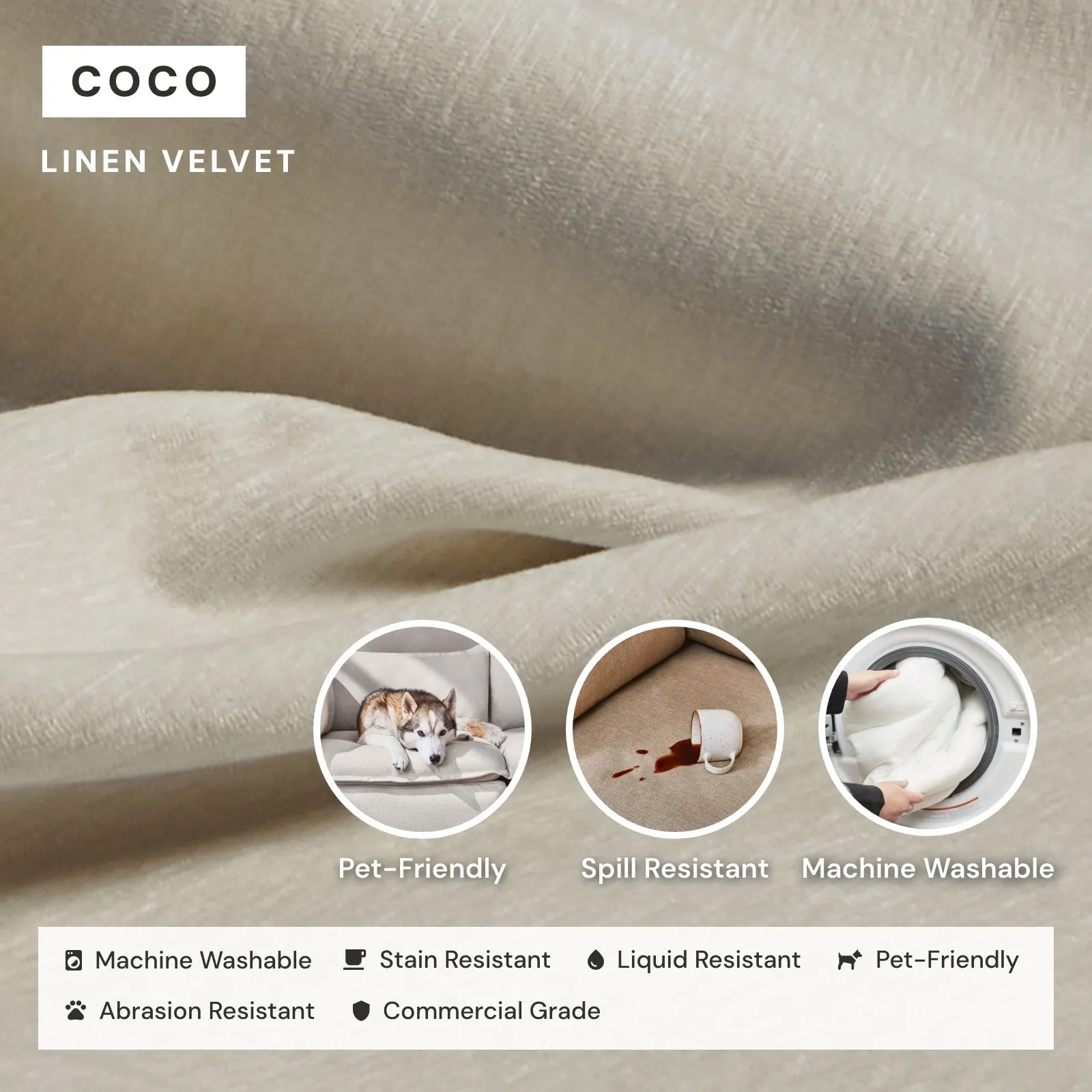 Modular Washable 3-Seater   Ottoman in Coco | Memorix  Seat | Contour Pillow