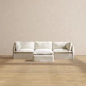 Modular Washable 3-Seater   Ottoman in Eggshell | Memorix  Seat | Contour Pillow