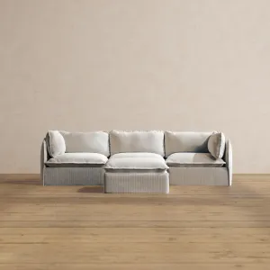 Modular Washable 3-Seater   Ottoman in Milk | Memorix  Seat | Contour Pillow