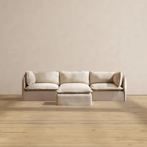 Modular Washable 3-Seater   Ottoman in Oat | Memorix  Seat | Contour Pillow