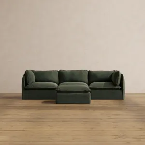 Modular Washable 3-Seater   Ottoman in Olivine | Memorix  Seat | Contour Pillow