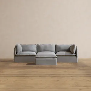 Modular Washable 3-Seater   Ottoman in Pumice | Memorix  Seat | Contour Pillow