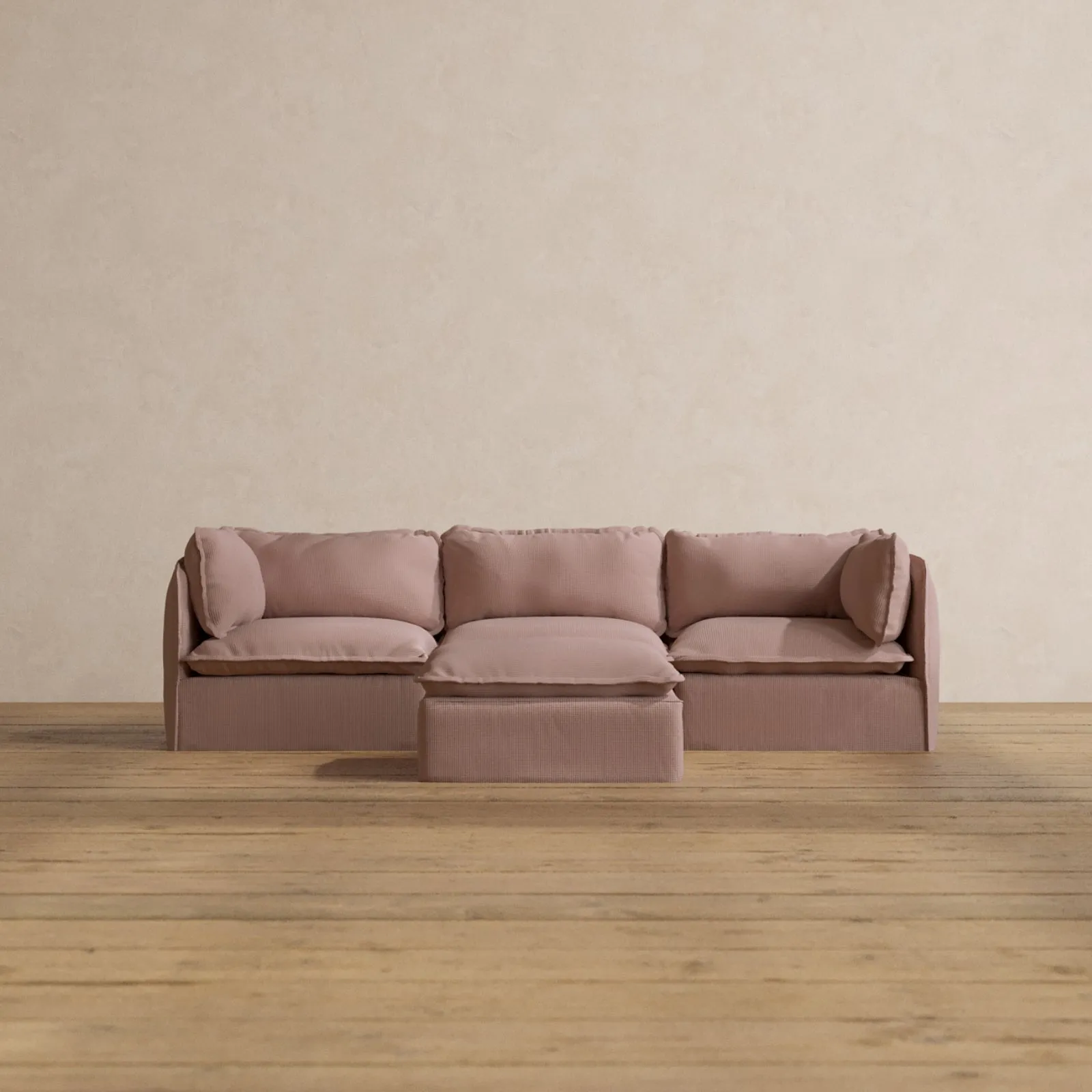 Modular Washable 3-Seater   Ottoman in Sakura | Memorix  Seat | Contour Pillow