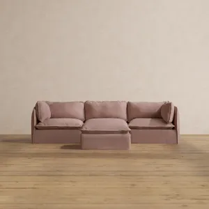 Modular Washable 3-Seater   Ottoman in Sakura | Memorix  Seat | Contour Pillow