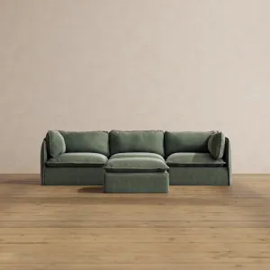 Modular Washable 3-Seater   Ottoman in Willow | Memorix  Seat | Contour Pillow