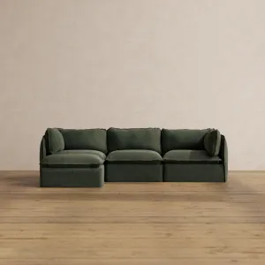Modular Washable 3-Seater Sectional in Olivine | Memorix  Seat | Contour Pillow