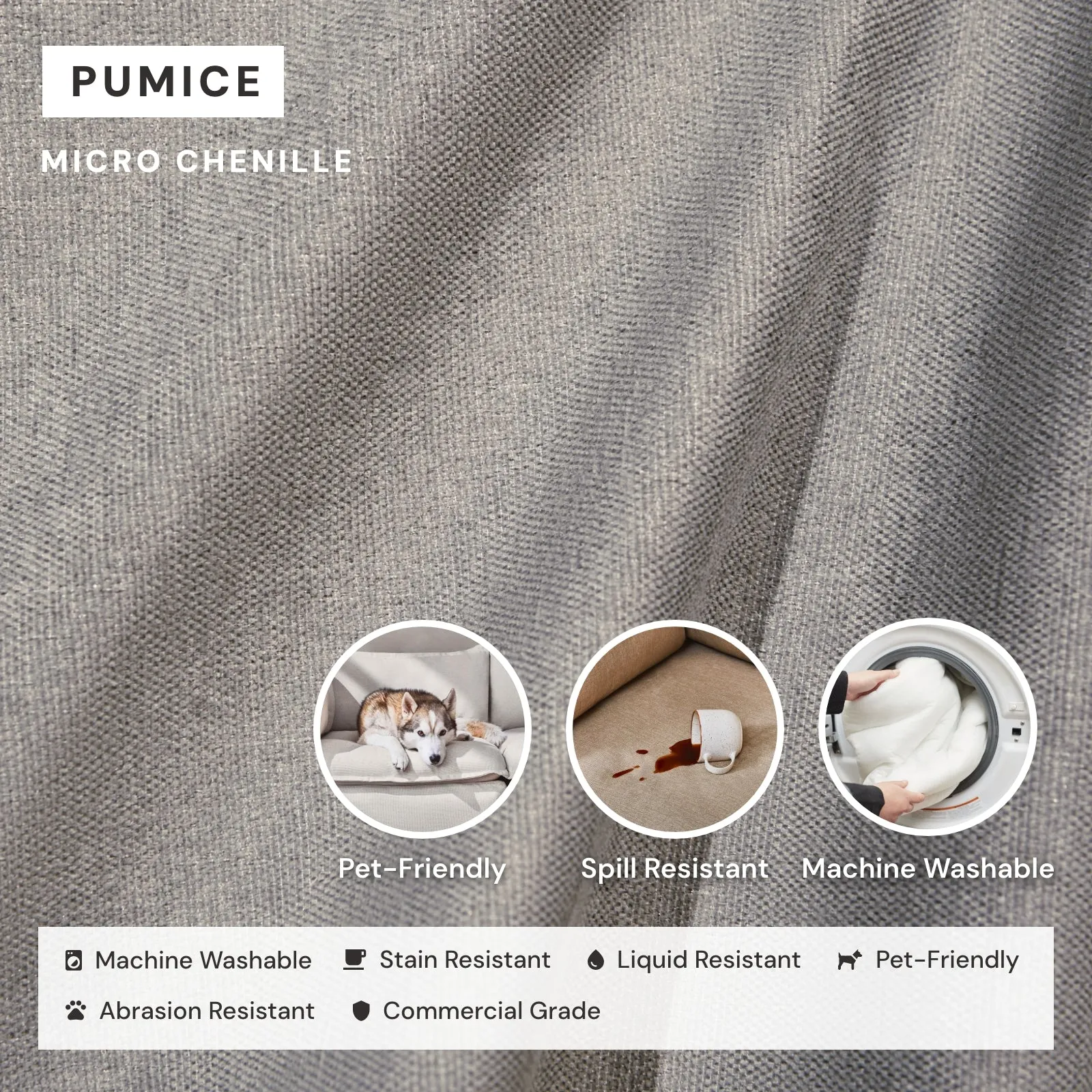 Modular Washable 3-Seater Sectional in Pumice | Memorix  Seat | Contour Pillow