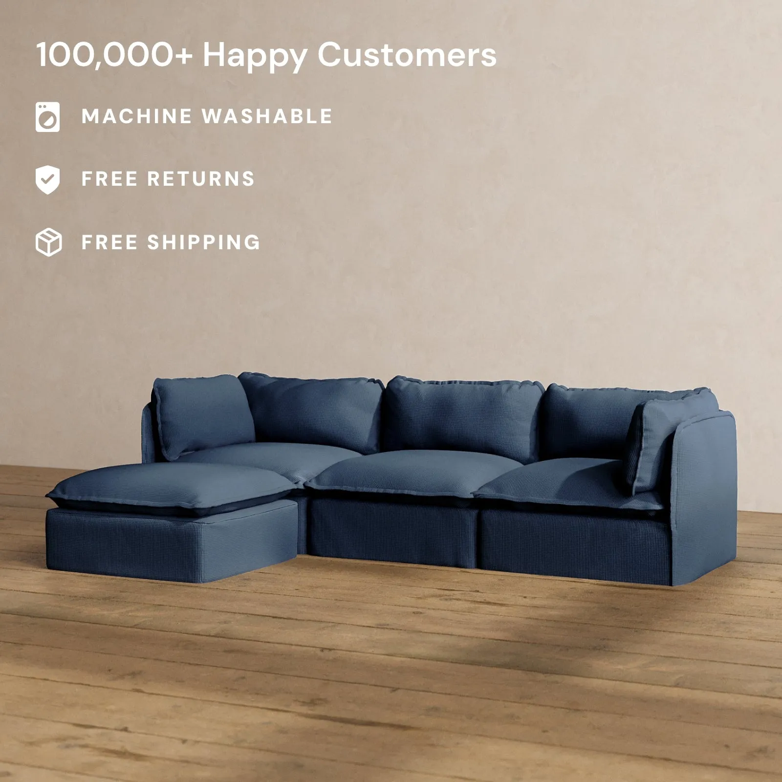 Modular Washable 3-Seater Sectional in Sumi | Memorix  Seat | Contour Pillow