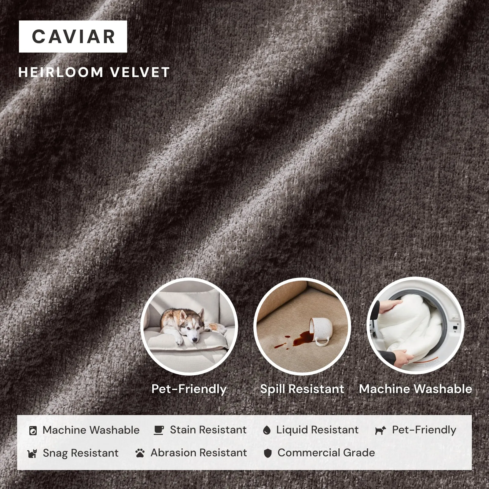 Modular Washable 3-Seater U-Sectional in Caviar | Memorix  Seat | Contour Pillow