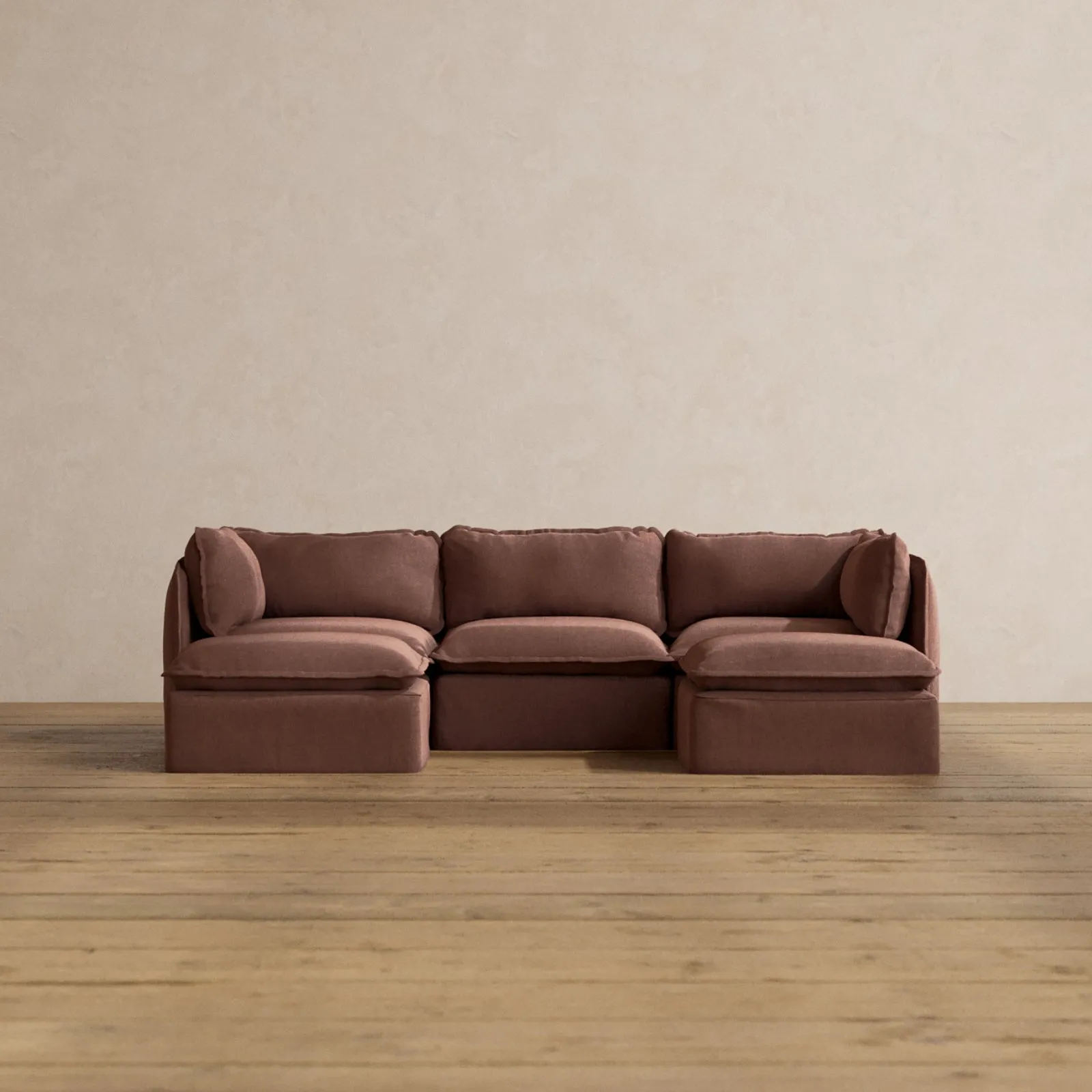 Modular Washable 3-Seater U-Sectional in Chestnut | Memorix  Seat | Contour Pillow