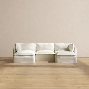 Modular Washable 3-Seater U-Sectional in Eggshell | Memorix  Seat | Contour Pillow