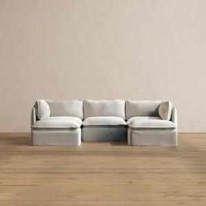 Modular Washable 3-Seater U-Sectional in Milk | Memorix  Seat | Contour Pillow