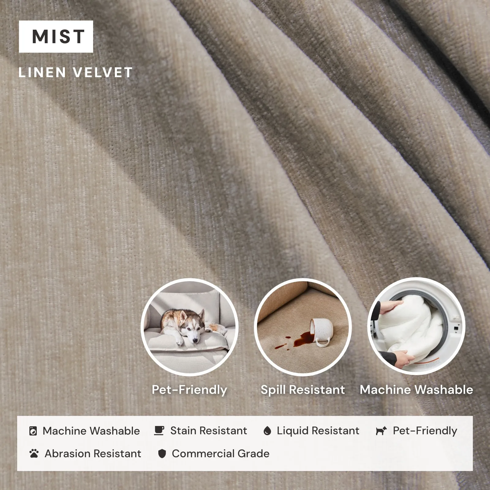 Modular Washable 3-Seater U-Sectional in Mist | Memorix  Seat | Contour Pillow