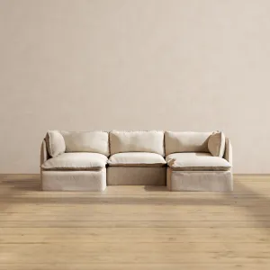 Modular Washable 3-Seater U-Sectional in Oat | Memorix  Seat | Contour Pillow