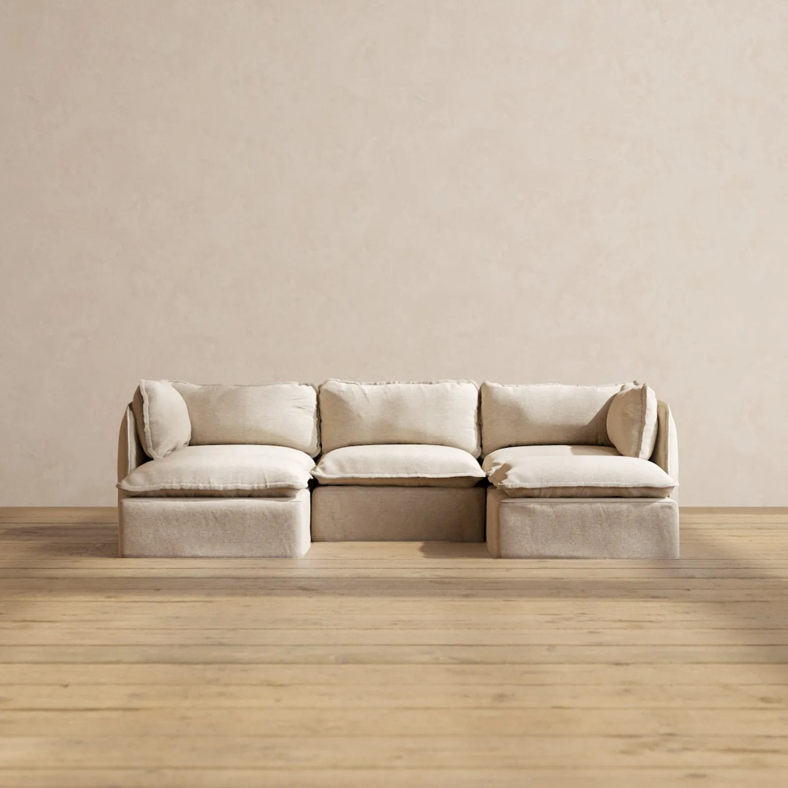 Modular Washable 3-Seater U-Sectional in Oat | Memorix  Seat | Contour Pillow