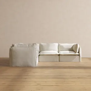 Modular Washable 5-Seater Corner Sectional in Eggshell | Memorix  Seat | Contour Pillow