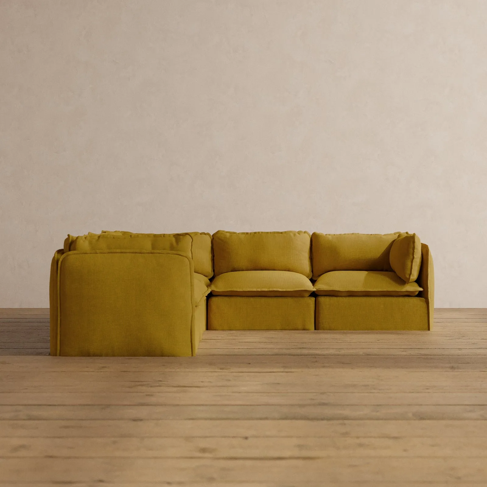 Modular Washable 5-Seater Corner Sectional in Kiiro | Memorix  Seat | Contour Pillow