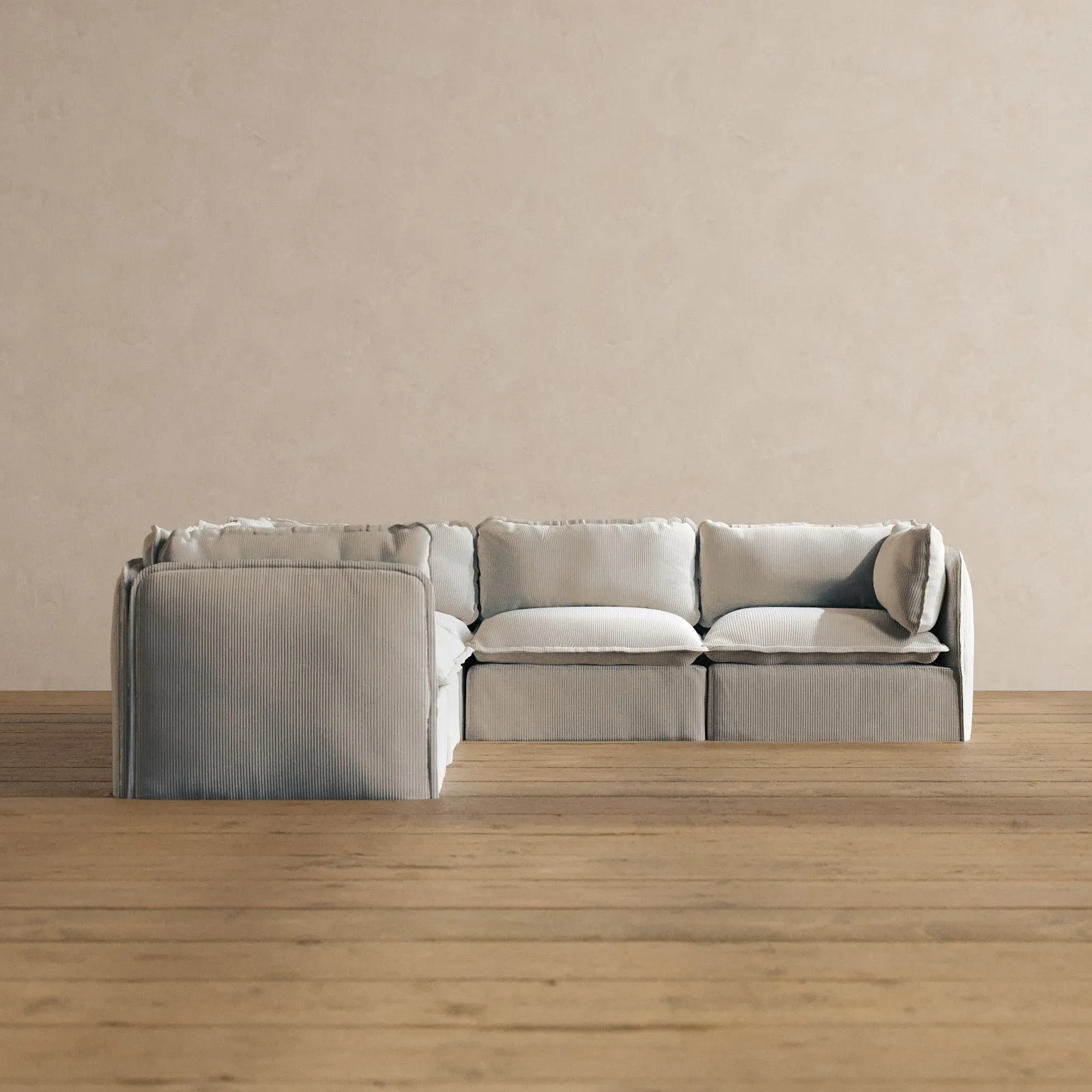 Modular Washable 5-Seater Corner Sectional in Milk | Memorix  Seat | Contour Pillow