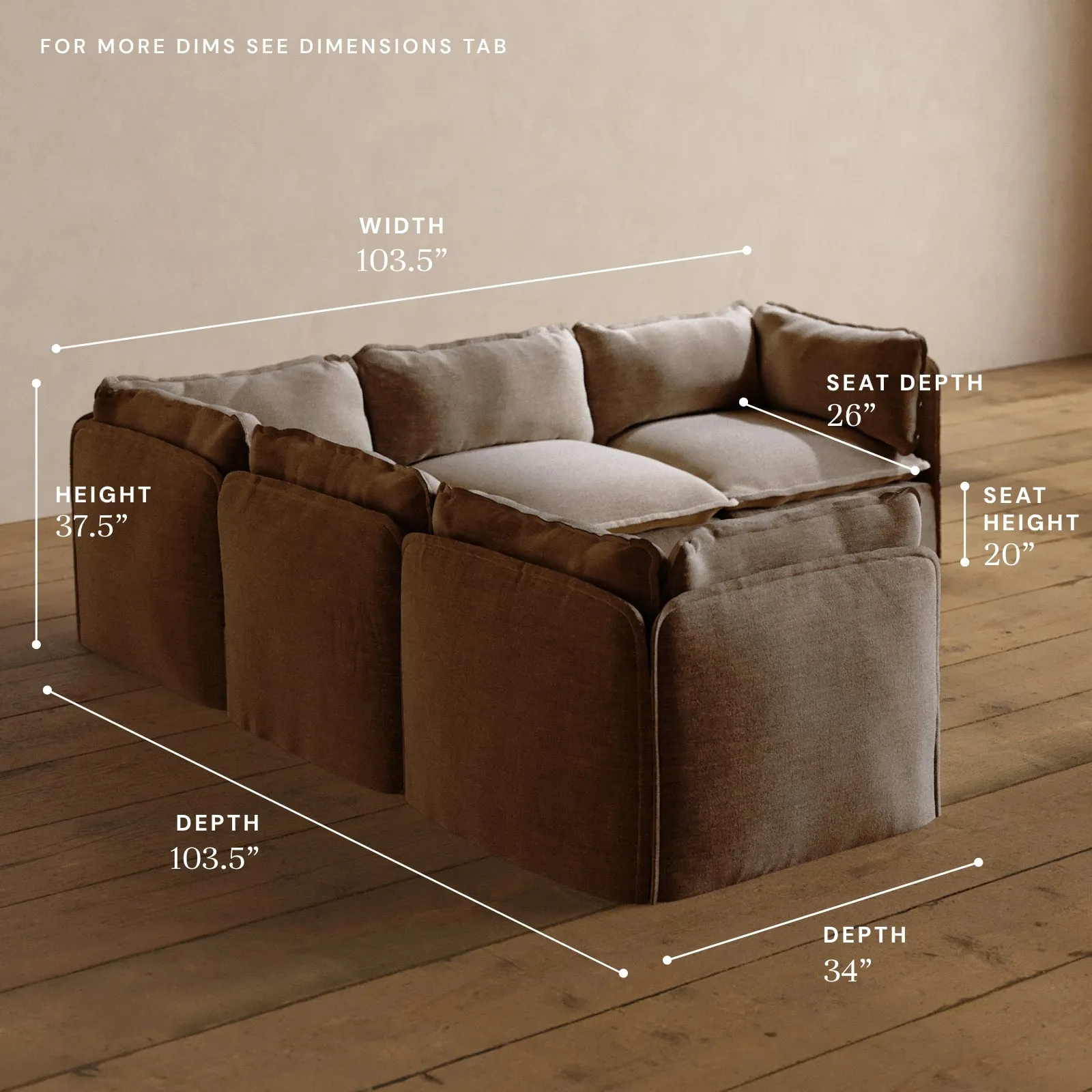 Modular Washable 5-Seater Corner Sectional in Mist | Memorix  Seat | Contour Pillow