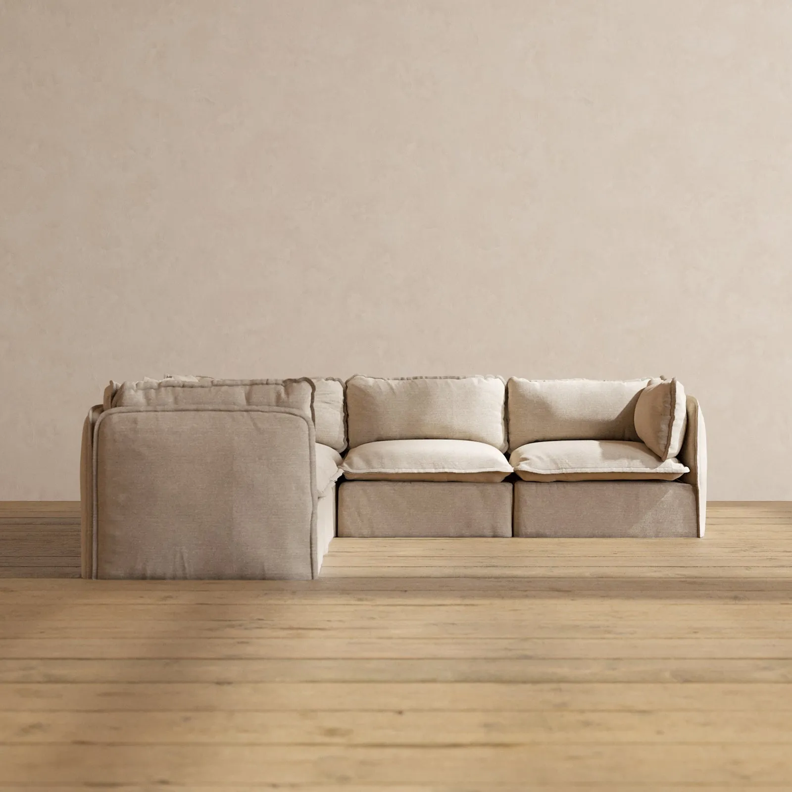 Modular Washable 5-Seater Corner Sectional in Oat | Memorix  Seat | Contour Pillow