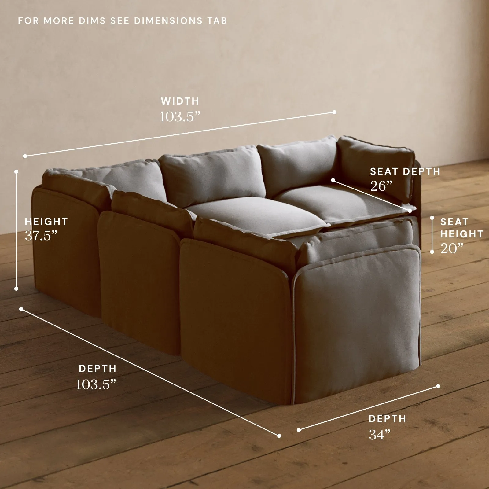Modular Washable 5-Seater Corner Sectional in Pumice | Memorix  Seat | Contour Pillow