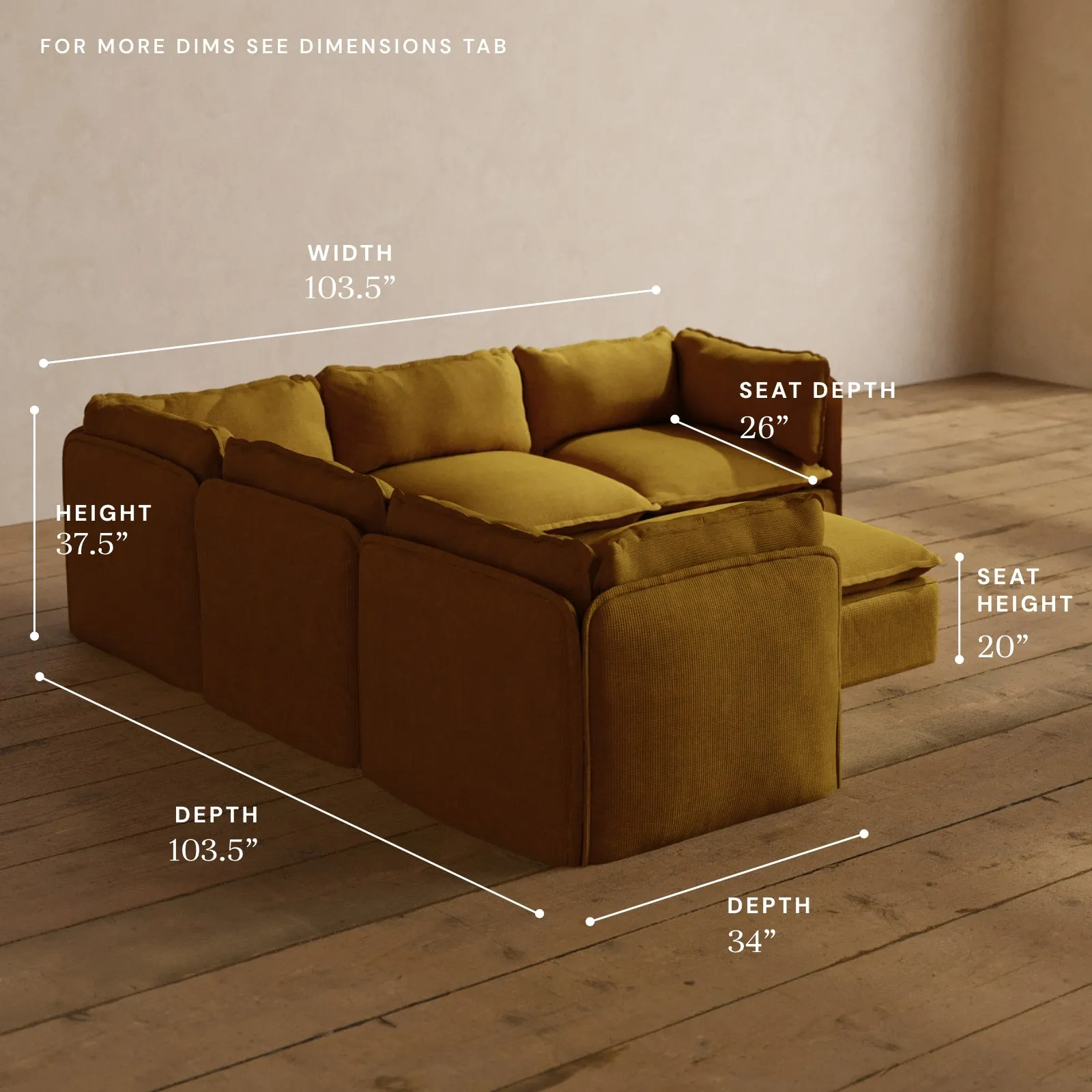 Modular Washable 5-Seater Corner Sectional   Ottoman in Kiiro | Memorix  Seat | Contour Pillow