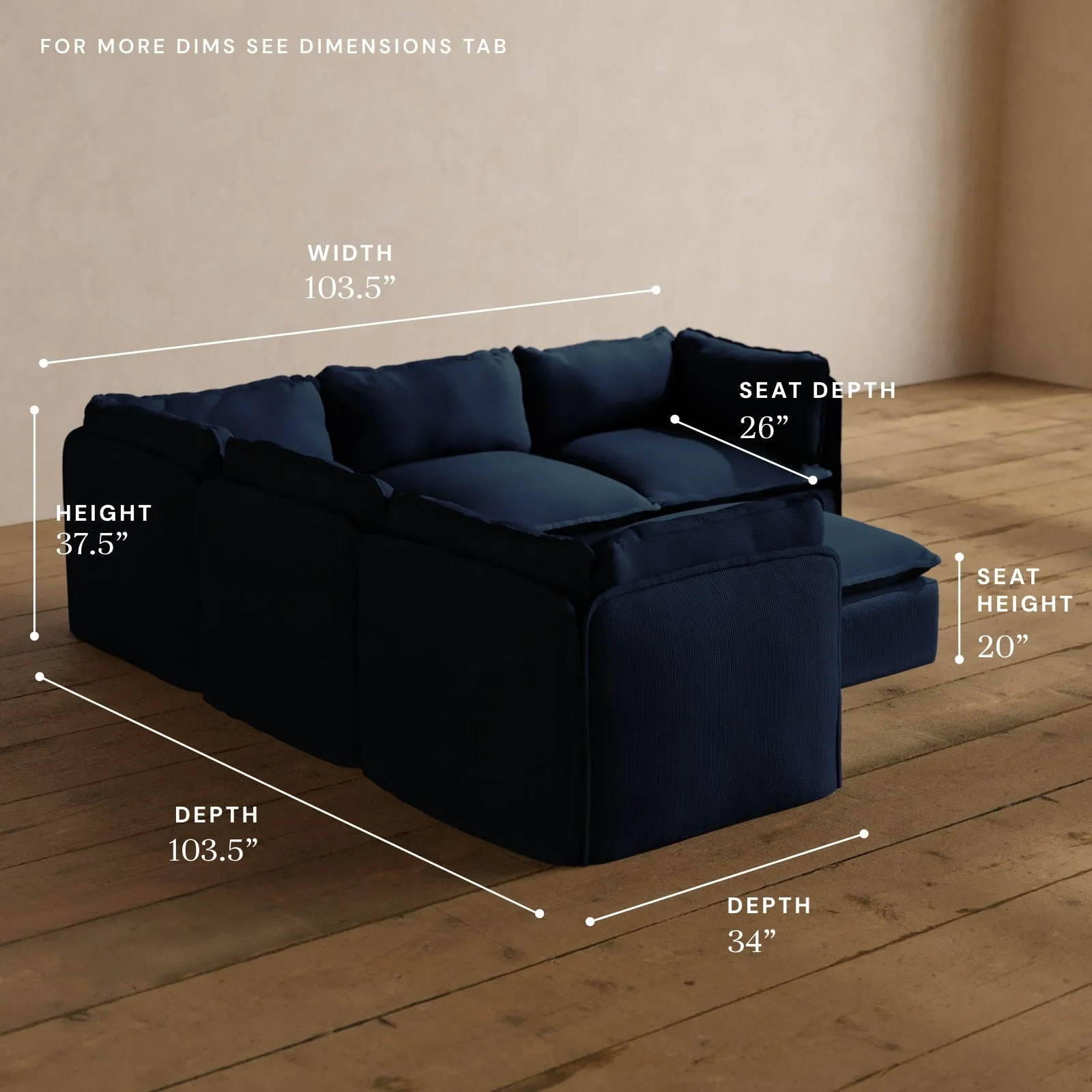 Modular Washable 5-Seater Corner Sectional   Ottoman in Sumi | Memorix  Seat | Contour Pillow