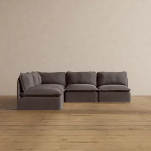 Modular Washable 5-Seater Open-Ends Corner Sectional in Caviar | Deluxe  Seat | Cloud Pillow