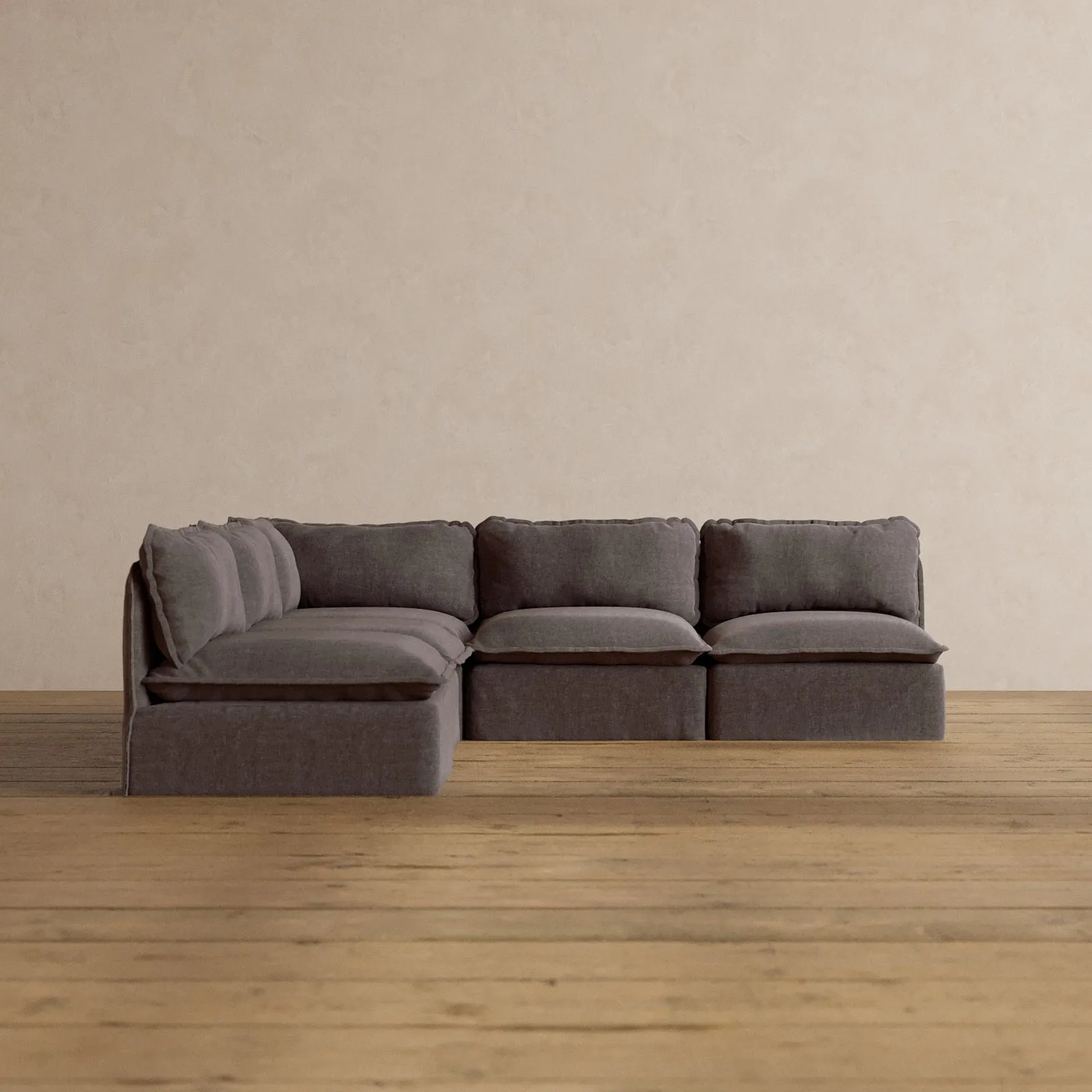 Modular Washable 5-Seater Open-Ends Corner Sectional in Caviar | Deluxe  Seat | Cloud Pillow