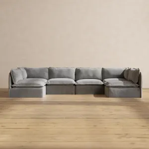 Modular Washable 6-Seater Open-Ends U-Sectional in Ash | Memorix  Seat | Contour Pillow