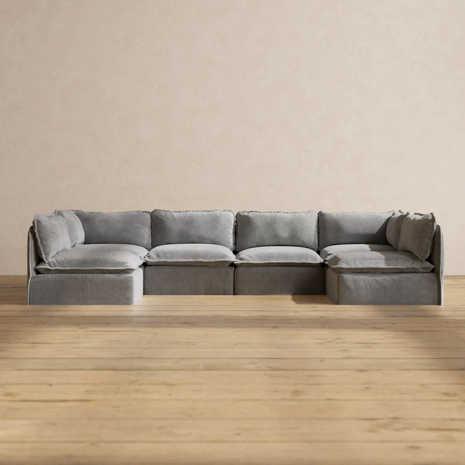 Modular Washable 6-Seater Open-Ends U-Sectional in Ash | Memorix  Seat | Contour Pillow