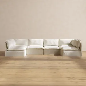 Modular Washable 6-Seater Open-Ends U-Sectional in Eggshell | Memorix  Seat | Contour Pillow