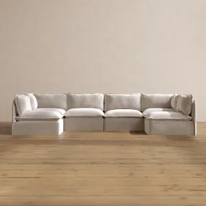 Modular Washable 6-Seater Open-Ends U-Sectional in Mist | Memorix  Seat | Contour Pillow