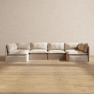 Modular Washable 6-Seater Open-Ends U-Sectional in Oat | Memorix  Seat | Contour Pillow