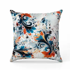 Motif Whirlwinds Indoor/Outdoor Reversible Throw Pillow Blue and Orange
