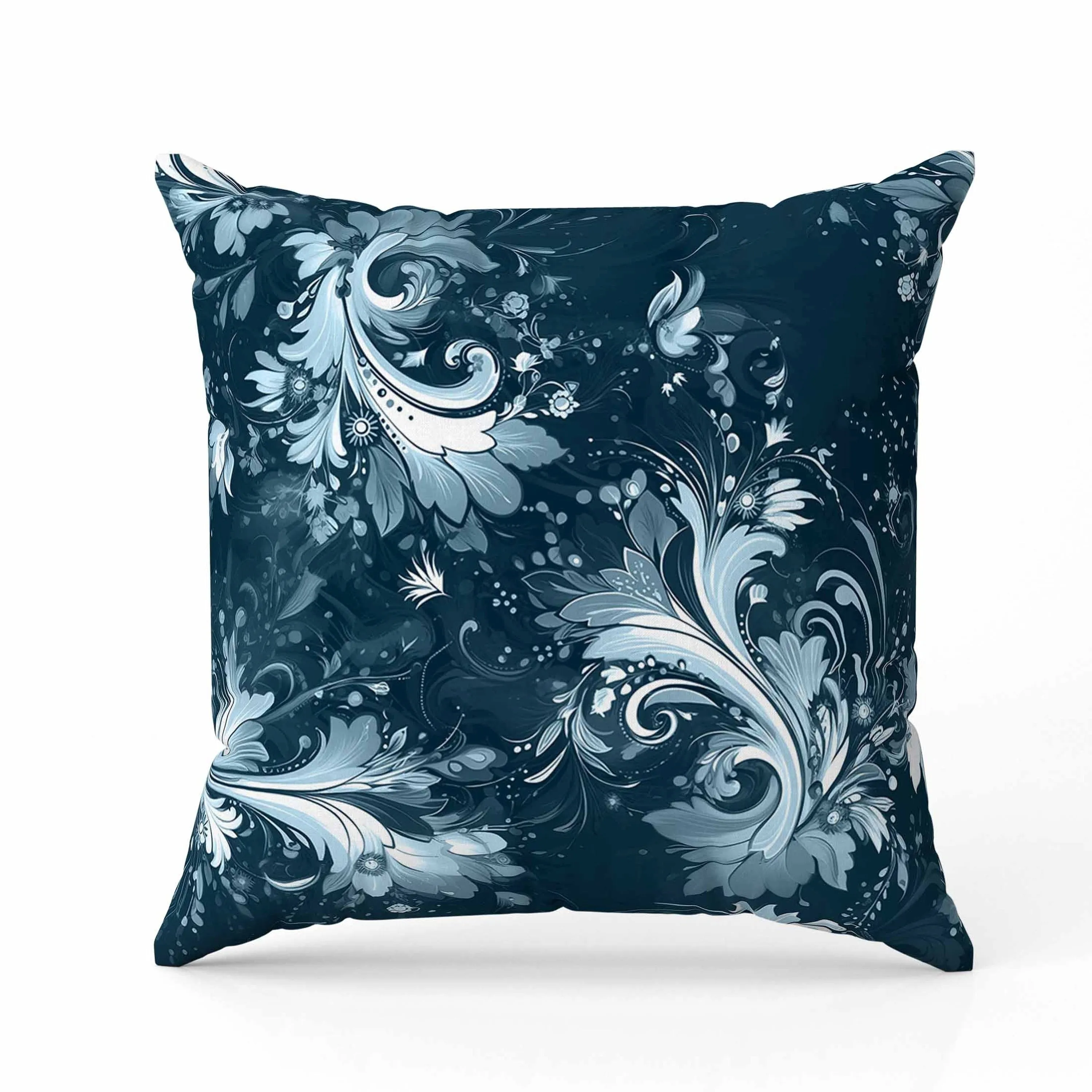 Motif Whirlwinds Indoor/Outdoor Reversible Throw Pillow Indigo