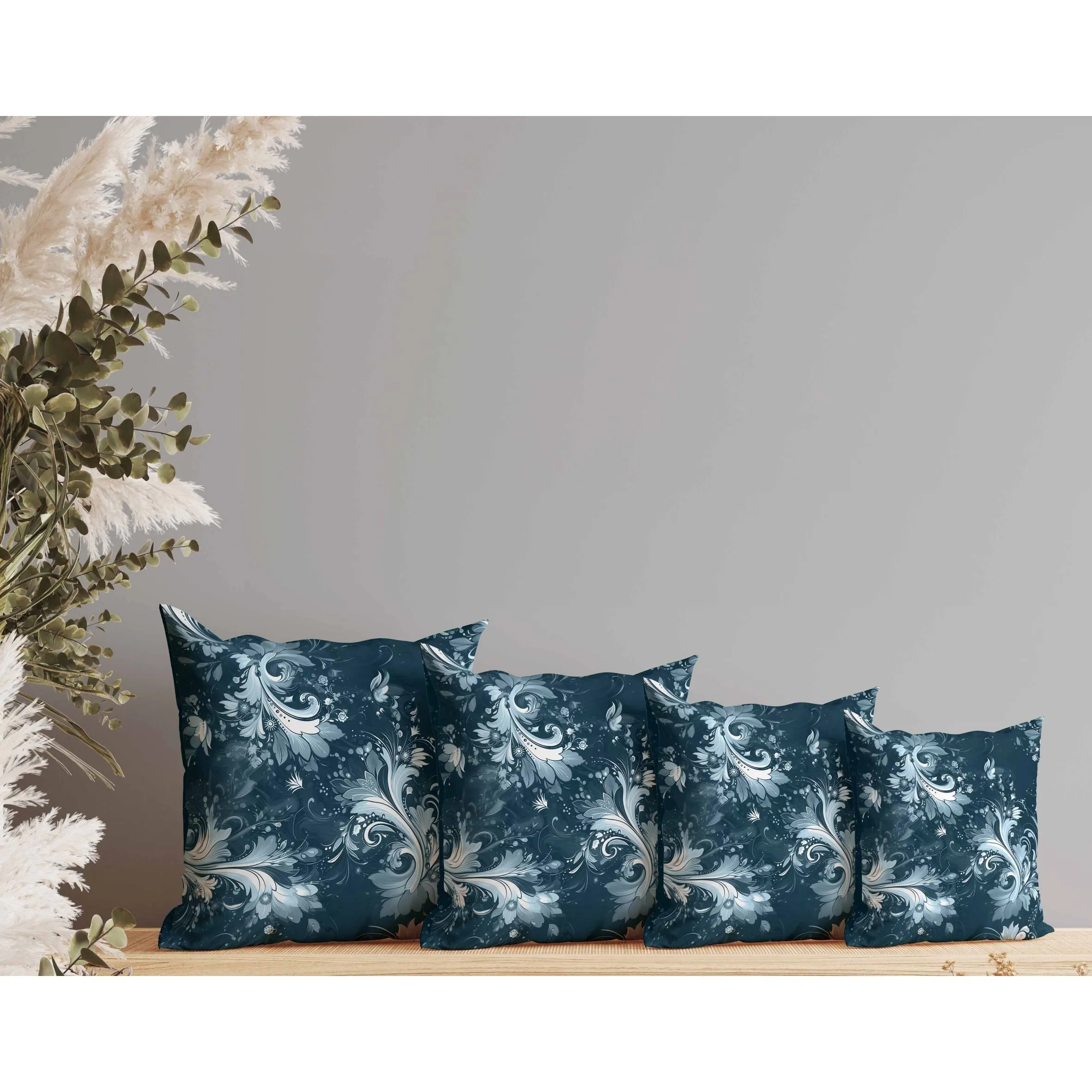 Motif Whirlwinds Indoor/Outdoor Reversible Throw Pillow Indigo