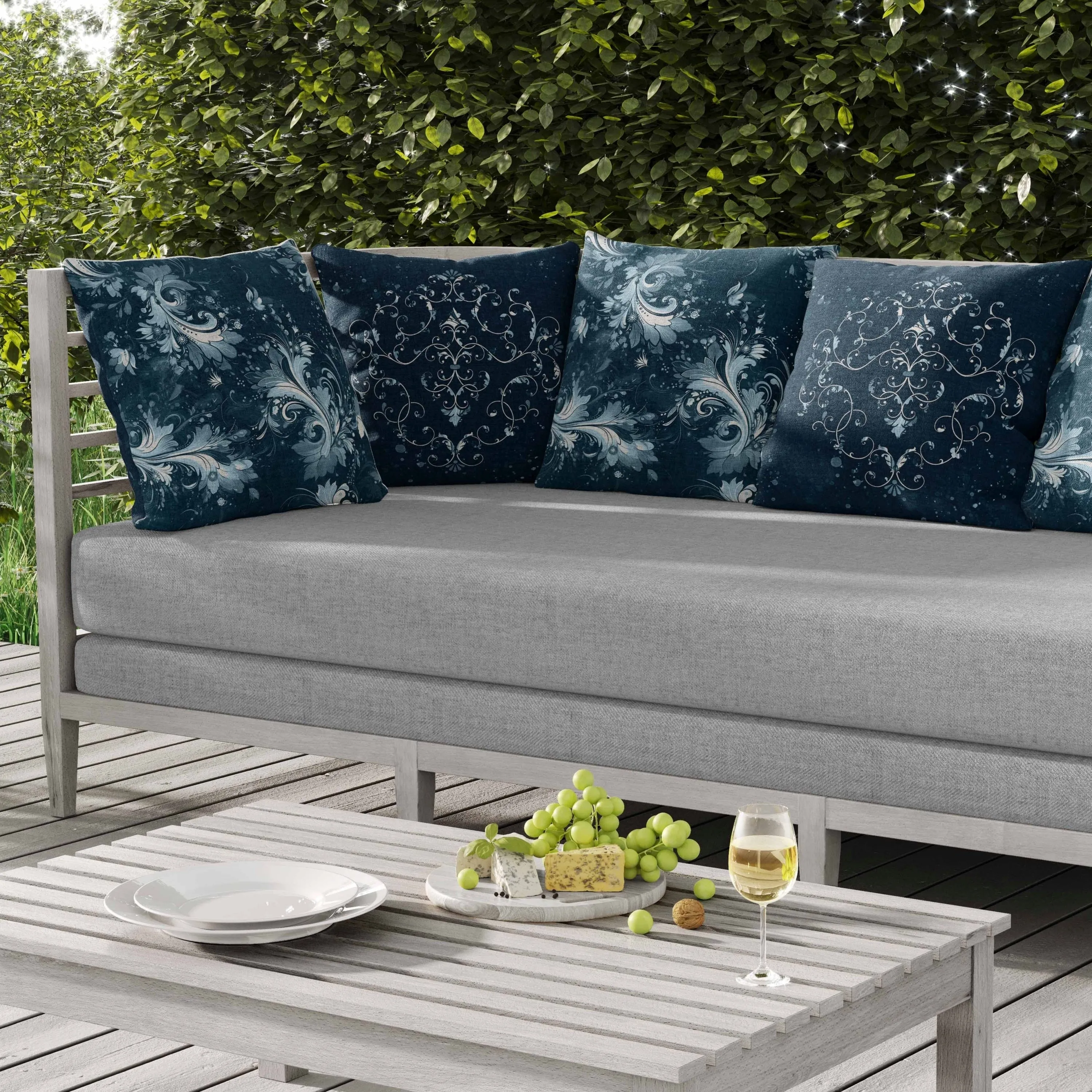 Motif Whirlwinds Indoor/Outdoor Reversible Throw Pillow Indigo