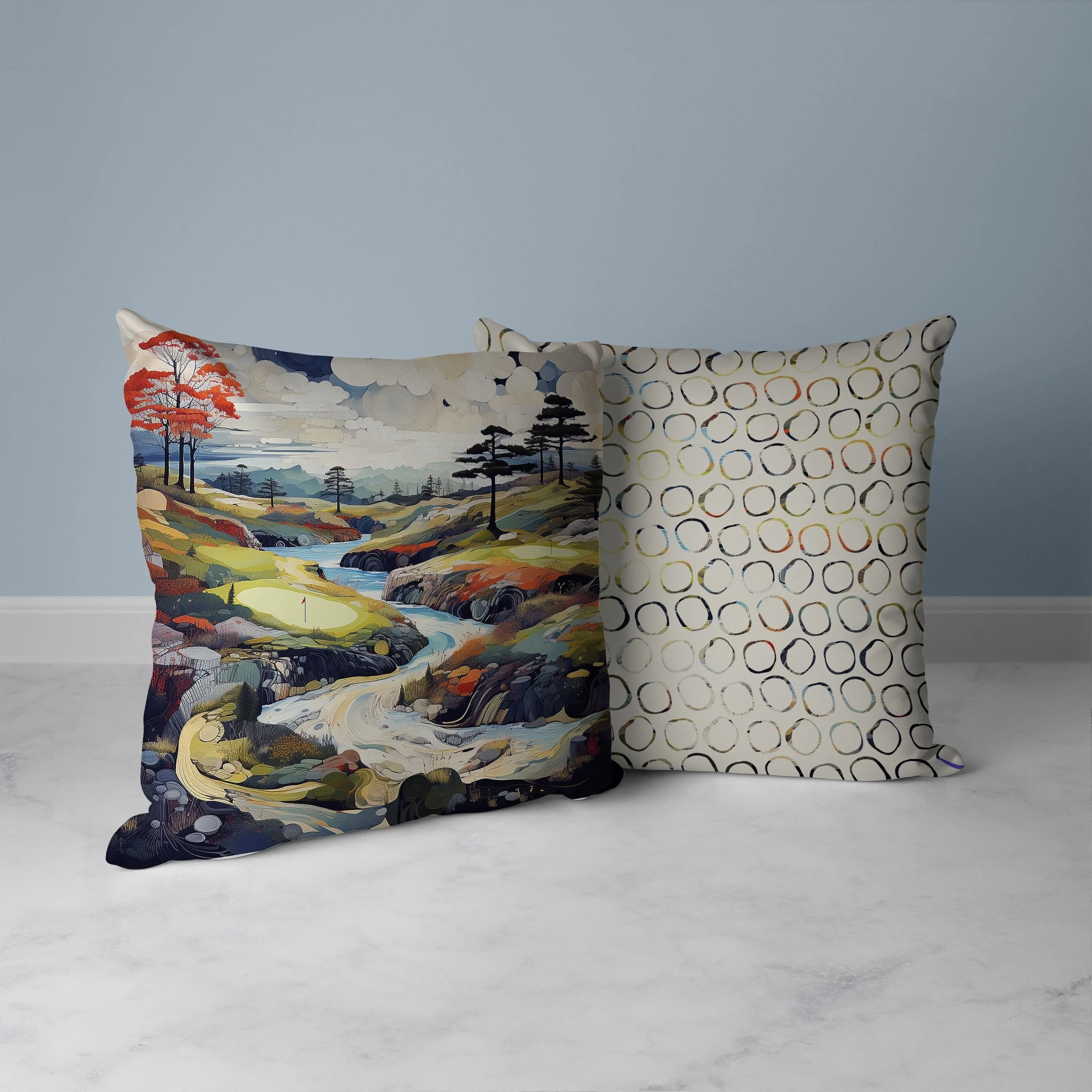 Mountain Vista Faux Suede Reversible Throw Pillow Blue and Red