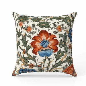Mughal Era Garden Treasures Faux Suede Reversible Throw Pillow Green and Red