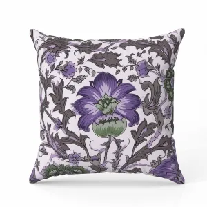 Mughal Era Garden Treasures Faux Suede Reversible Throw Pillow Grey and Lavender
